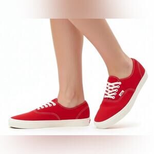 NEW Vans Authentic Lowpro Genuine Suede Sneakers Racing Red Size M 10.5 W 12